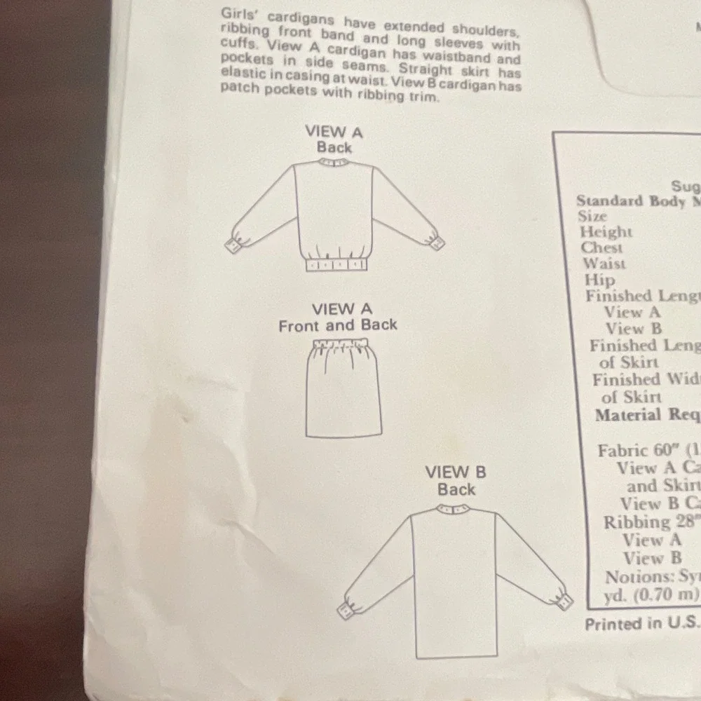 Kwik Sew 1597 Vintage Girls Cardigan Skirt‎ Sewing Pattern Size 8-14 Retro 1986